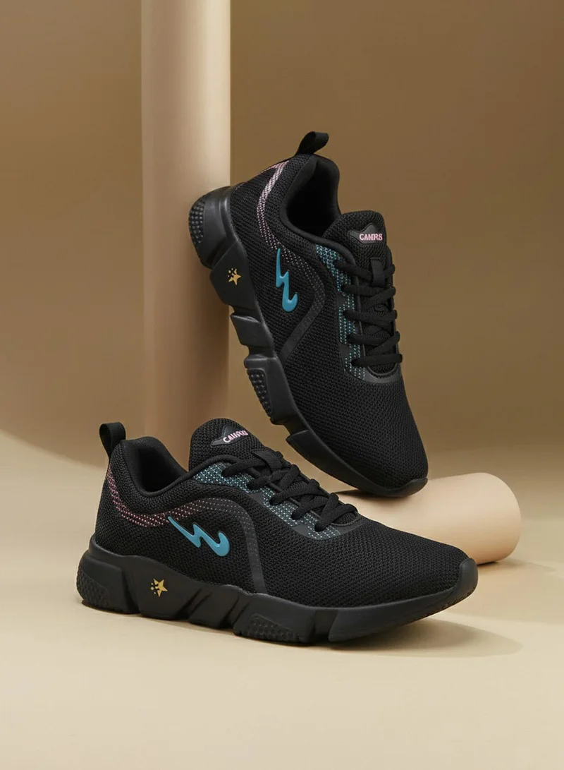 CAMPUS Women’s Black Comfort Low Top Sneakers – Clean Monotone Design that Instantly Stands Out